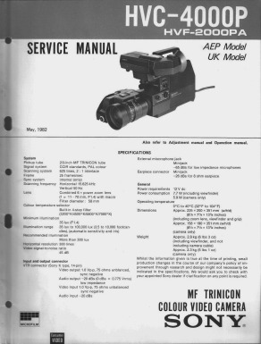 SONY HVC-4000P Service Manual