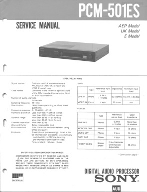 SONY PCM-501 Service Manual